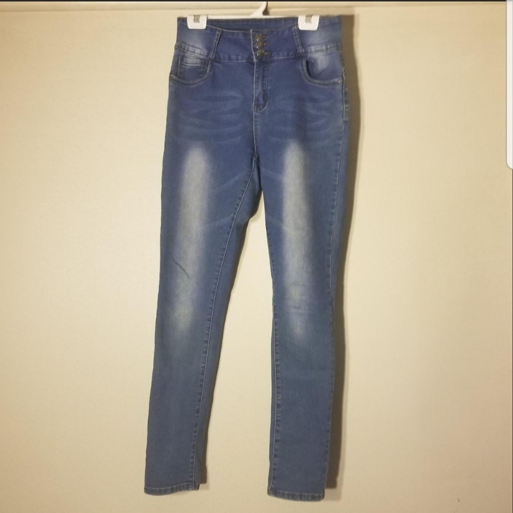 Y2K BAMBOO High Rise Skinny Blue Jeans for Women Size 15/16.